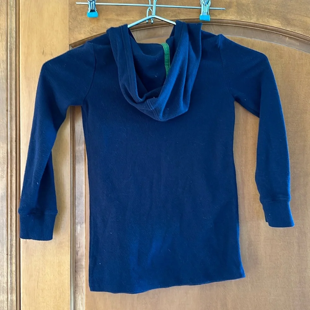 GAP Kids Hooded Girls Navy Waffle-knit Long Sleeved Shirt Size 6-7